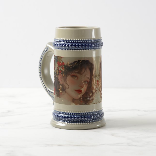 Tasse en grès Noël Fantaisie : Romance des Fêtes (Devant gauche)
