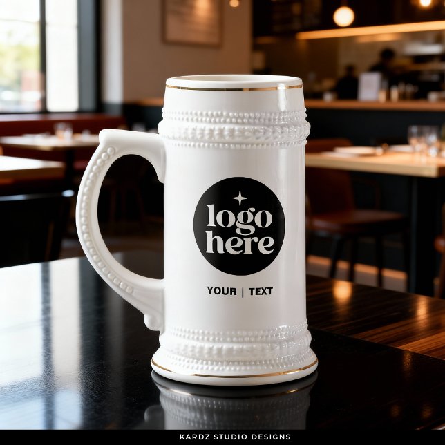 Tasse en grès personnalisée avec logo et texte de  (Customize with your logo and business name, website, tagline or employee name.)