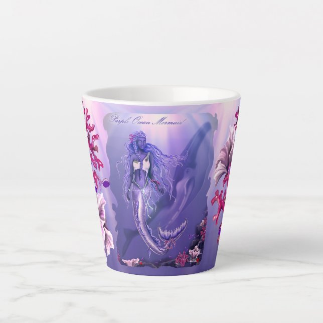 Tasse en latte de sirène violette (Devant)