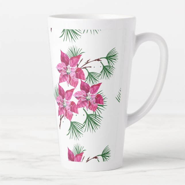 Tasse en latte rose Poinsettia (Droite)