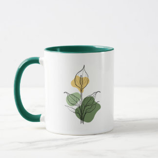 Tasse en ligne d'art de lily de paix
