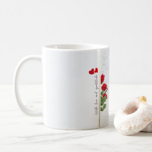 Tasse en marbre personnalisée avec rose rouge et n