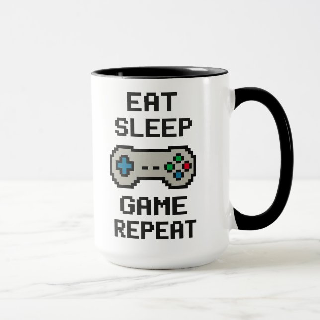 Tasse en pixel art pour joueurs - Manger Dormir Jo (Droite)