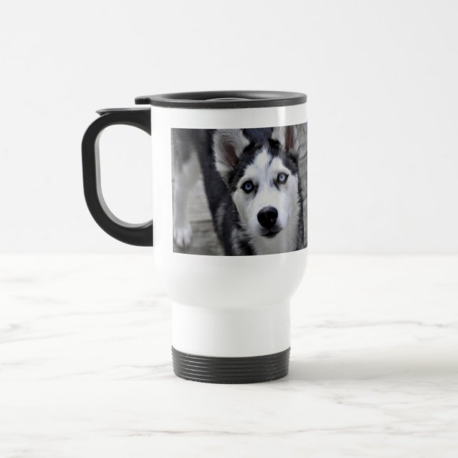 Tasse en plastique de voyage de chiot enroué (Gauche)