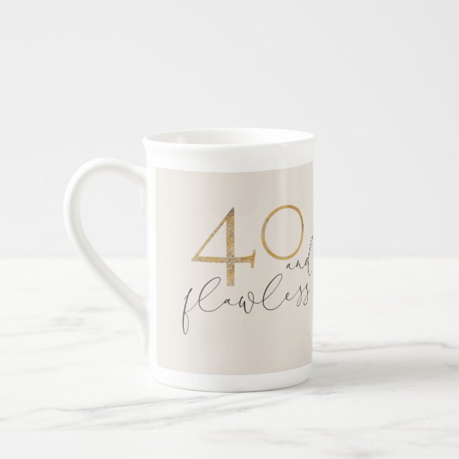 Tasse En Porcelaine 40 & Flawless Blush Pink Gold & Grey 40e anniversa (Gauche)