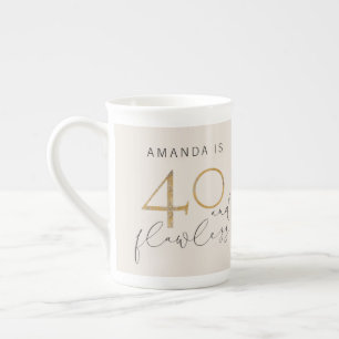 Tasse En Porcelaine 40 & Flawless Pink & Gold Nom 40e anniversaire