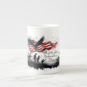 Tasse En Porcelaine 4 juillet art patriotique avec drapeau et soldats
