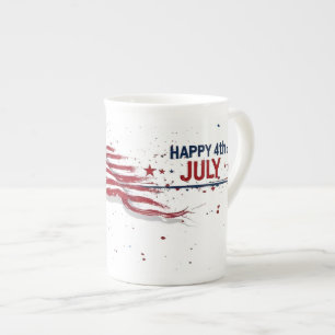 Tasse En Porcelaine 4 juillet - Drapeau américain artistique éclabouss