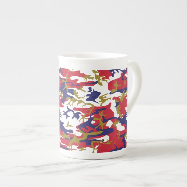 Tasse En Porcelaine 4th of July, Independence day, Camouflage Gold (Devant droit)
