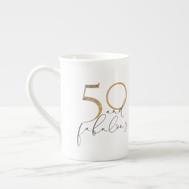 Tasse En Porcelaine 50 & Fabulous Black White & Gold 50e anniversaire (Gauche)