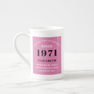 Tasse En Porcelaine 50e anniversaire 1971 Pink Black pour sa personnal
