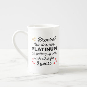 Tasse En Porcelaine 8ème anniversaire Mariage I - Bronze Funny Couple