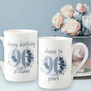 Tasse En Porcelaine 90e anniversaire encourage à 90 ans Numéro floral
