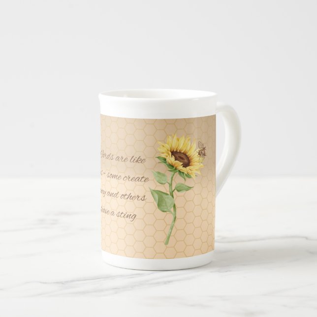 Tasse En Porcelaine Abeille et tournesol (Devant droit)