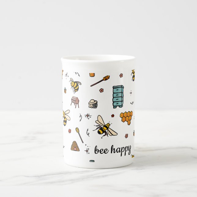 Tasse En Porcelaine Abeille joyeux jolies abeilles mot art (Devant)