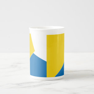 Tasse En Porcelaine Abstrait bleu et jaune
