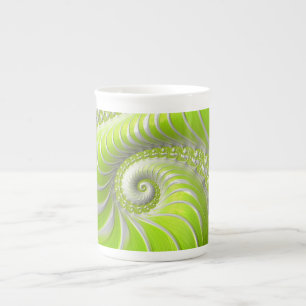 Tasse En Porcelaine Abstrait Moderne Lime Green Spiral Fractal