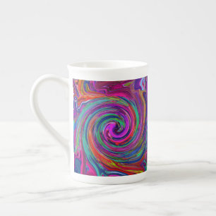 Tasse En Porcelaine Abstrait Rétro Groovy Magenta Foncé Tourbillon Arc