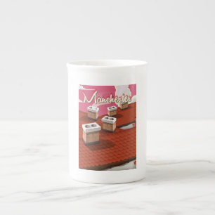 Tasse En Porcelaine Affiche de voyage de dessin animé de Manchester, A