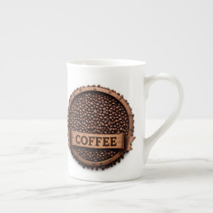 Tasse En Porcelaine Agencement Circulaire de Grains de Café