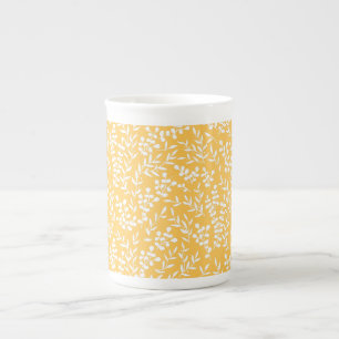 Tasse En Porcelaine Agritourisme simple motif floral jaune