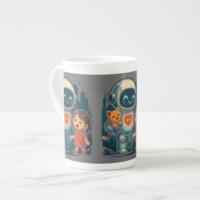 Tasse En Porcelaine AI & Robot Characters – Futuristic Design Collecti (Devant gauche)