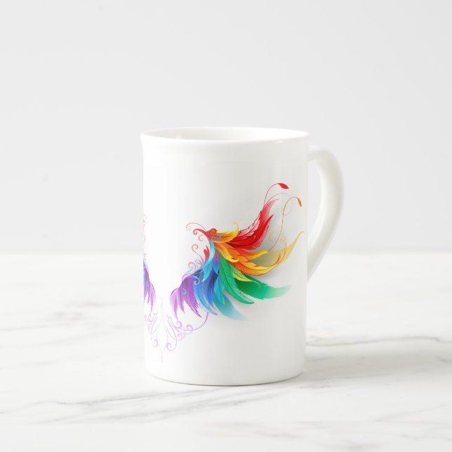 Tasse En Porcelaine Ailes fluffy arc-en-ciel (Devant droit)