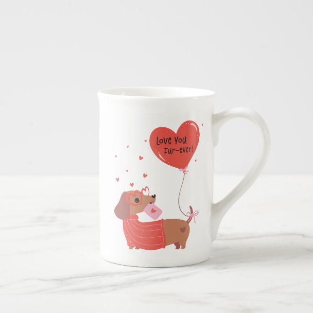 Tasse En Porcelaine Aimez-vous Fourrure-toujours mignon Chien Dachshun (Droite)