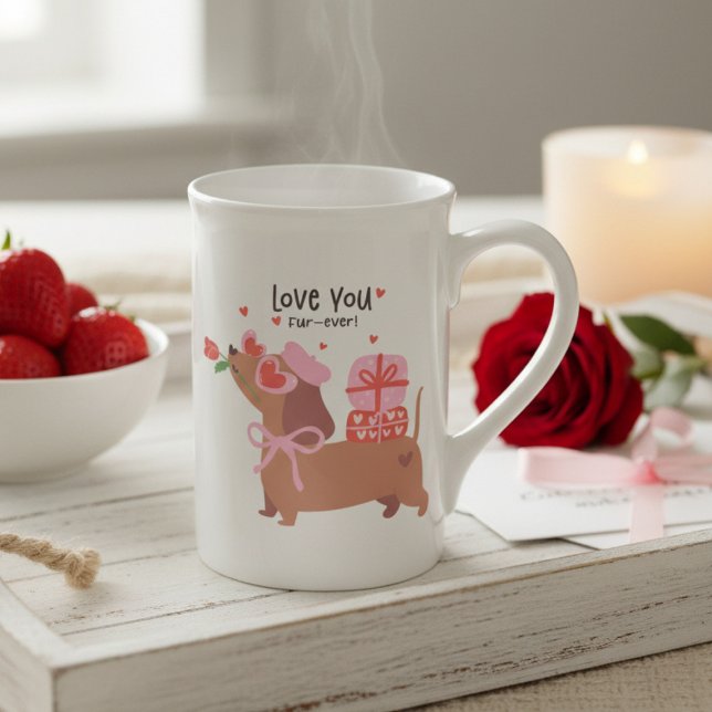 Tasse En Porcelaine Aimez-vous quatre-jamais mignon chien français Dac (Créateur téléchargé)