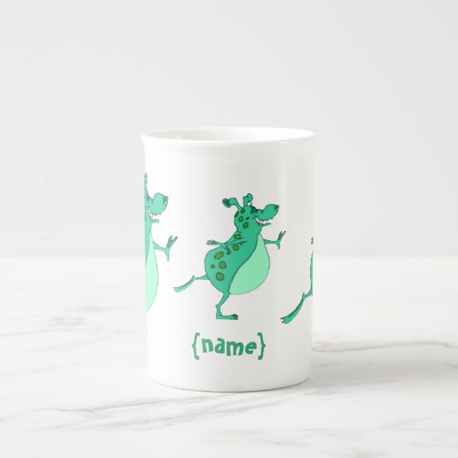 Tasse En Porcelaine Alien vert amusant ignoré (Devant)