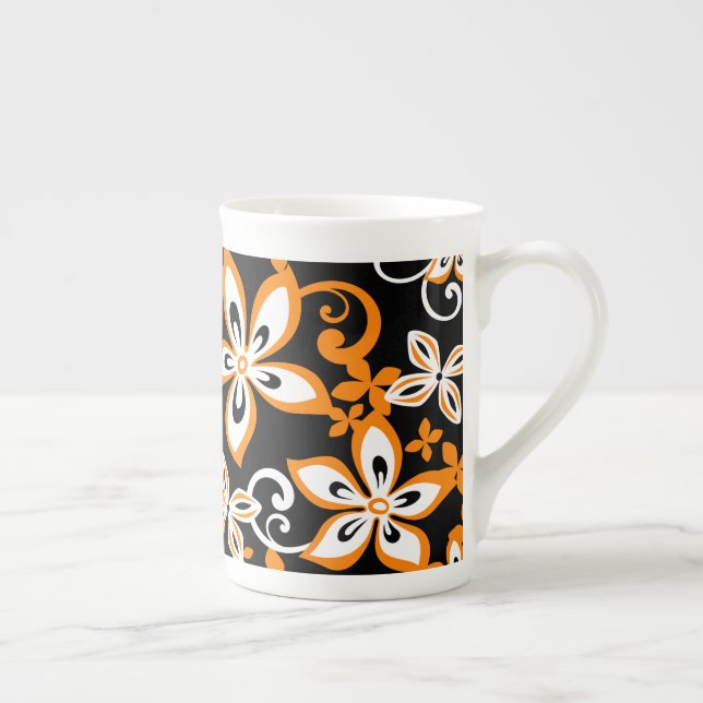 TASSE EN PORCELAINE ALOHA HAWAII (NOIR/ORANGE) (Droite)