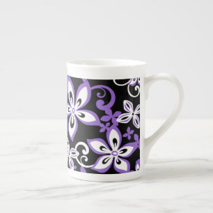 TASSE EN PORCELAINE ALOHA HAWAII (NOIR/POURPULAIRE)