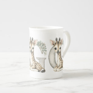 Tasse En Porcelaine Alphabet mignon en aquarelle d'animaux bébé Girafe