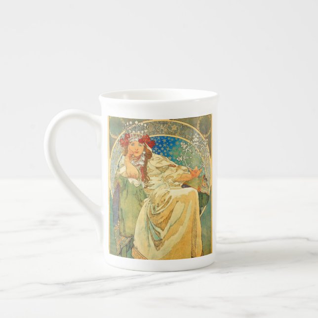 Tasse En Porcelaine Alphonse Mucha Art Nouveau Princesse Hyacinth (Gauche)
