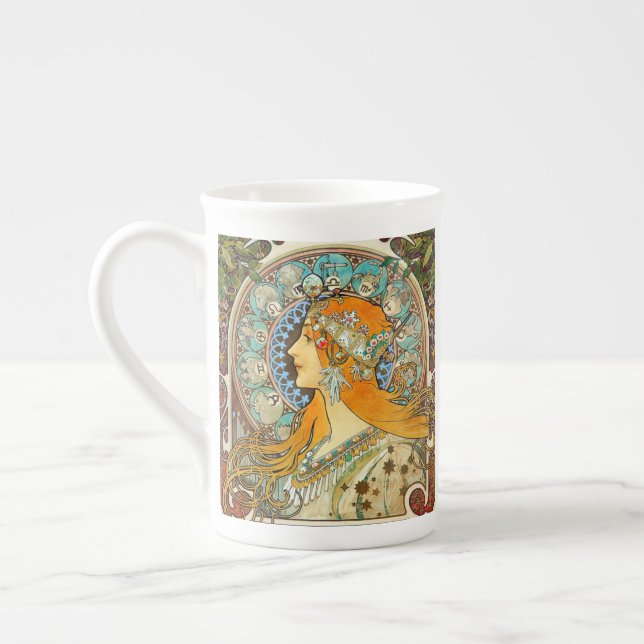 Tasse En Porcelaine Alphonse Mucha Art Nouveau Zodiac (Gauche)