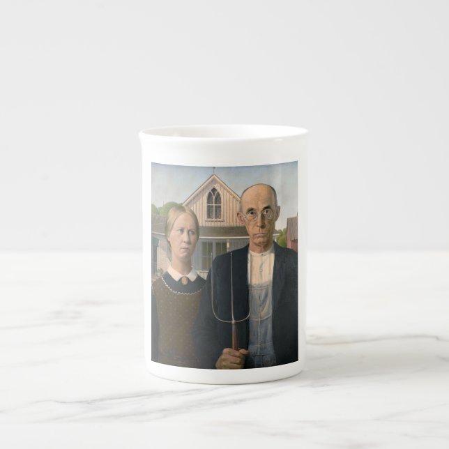 Tasse En Porcelaine American Gothic : Vie rurale pauvre paysan (Devant)