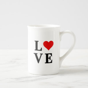 Tasse En Porcelaine Amour et Coeur Minimaliste Élégant