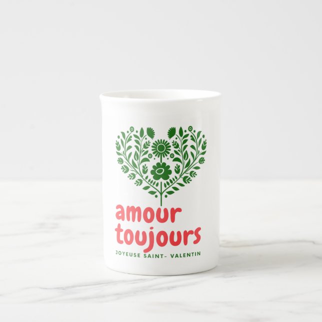 Tasse En Porcelaine Amour Toujours Elegant Valentin Design | Lo (Devant)