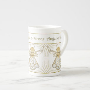Tasse En Porcelaine Ange élégant de Noël de motif en filigrane de