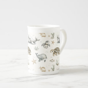 Tasse En Porcelaine Animaux Bébés Océan Aquarelle Mignons