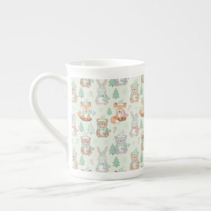 Tasse En Porcelaine Animaux de Noël mignons motif sans couture