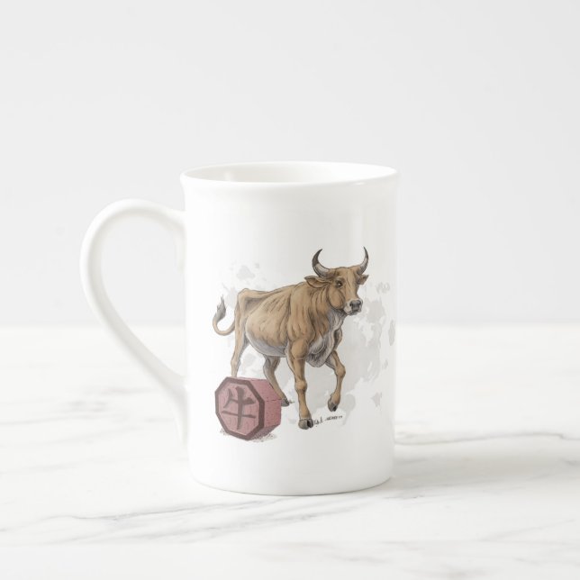Tasse En Porcelaine Année de l'Ox Chinese Zodiac Art (Gauche)