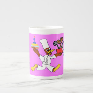 Tasse En Porcelaine Anniversaire de la dinde Chef Rose 