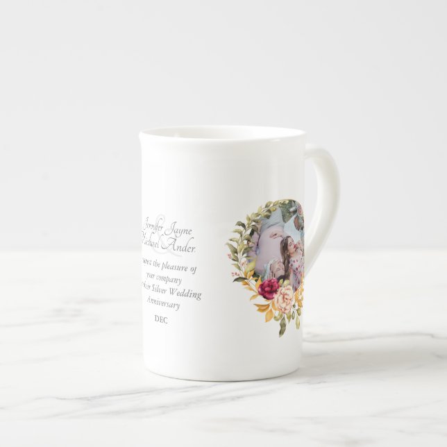 Tasse En Porcelaine Anniversaire du Mariage PHOTO moderne - TOUTES LES (Devant droit)