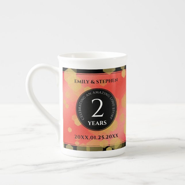 Tasse En Porcelaine Anniversaire élégant du 2ème Mariage Garnet (Gauche)