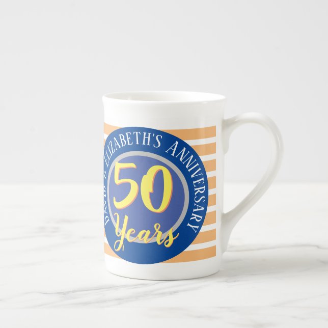 Tasse En Porcelaine Anniversaire Mariage de 50 ans d'or (Droite)