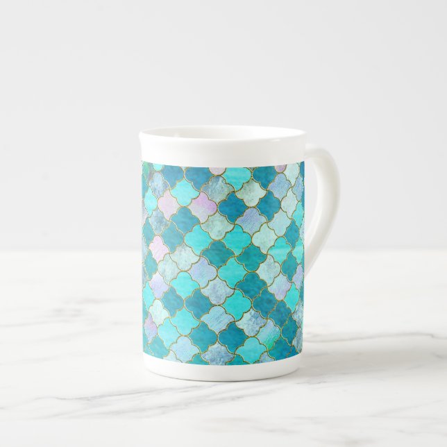 Tasse En Porcelaine Aqua Turquoise Gold Oriental Marocain Carrelage mo (Devant droit)