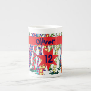 Tasse En Porcelaine aquarelle de forêt fou amusant coloré