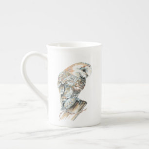 Tasse En Porcelaine Aquarelle douce Chouette Oiseau Art naturel