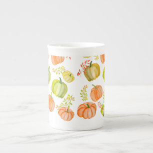 Tasse En Porcelaine Aquarelle Halloween motif avec citrouille